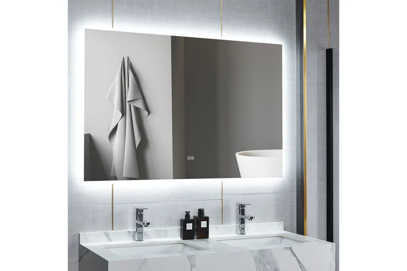 Baderomsspeil 100x80 cm med LED-belysning og anti-dugg - Interiør - Baderomsinnredning - Baderomsspeil