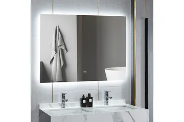 Baderomsspeil 120x100 cm med LED-belysning og anti-dugg - Interiør - Baderomsinnredning - Baderomsspeil