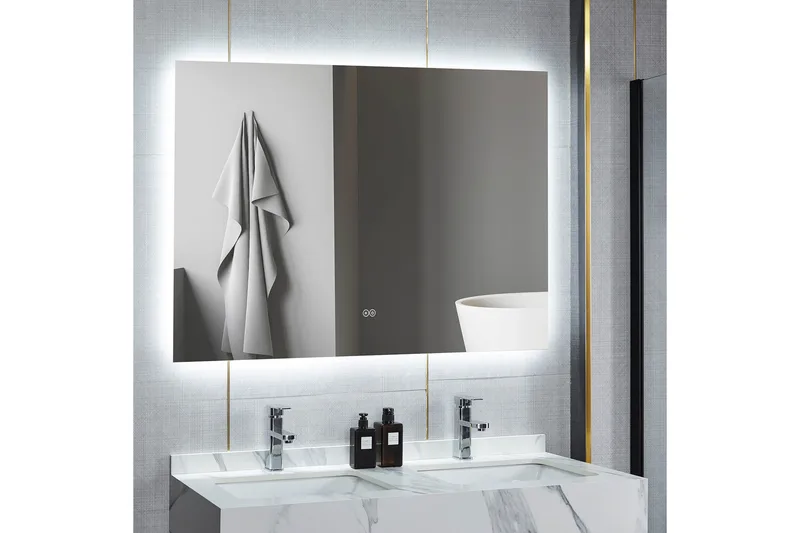 Baderomsspeil 120x100 cm med LED-belysning og anti-dugg - Interiør - Baderomsinnredning - Baderomsspeil