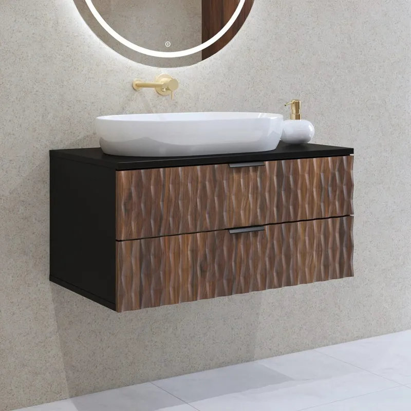 Baderomsvask Enzo med 2 skuffer veggmontert - 81 cm - Oppbevaring - Oppbevaring til baderom - Veggskap & høyskap