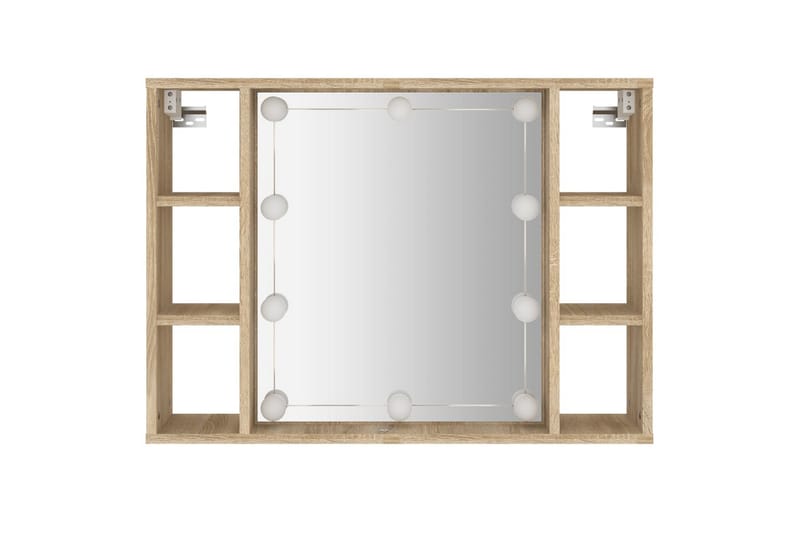 beBasic Speilskap med LED sonoma eik 76x15x55 cm - Brun - Speilskap