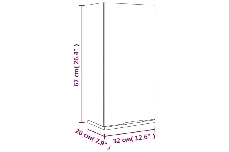 beBasic Vegghengt baderomsskap høyglans hvit 32x20x67 cm - Hvit - Veggskap & høyskap - Baderomsskap