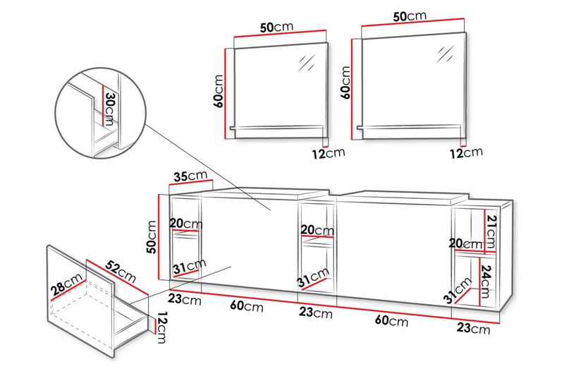 Bubup Møbelsett til Bad - Oppbevaring - Oppbevaring til baderom - Komplette møbelpakker