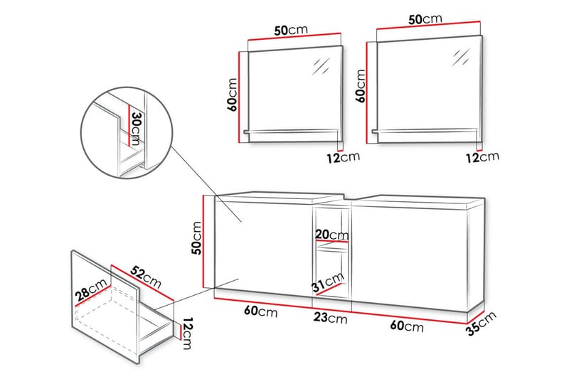 Bubup Møbelsett til Bad - Oppbevaring - Oppbevaring til baderom - Komplette møbelpakker