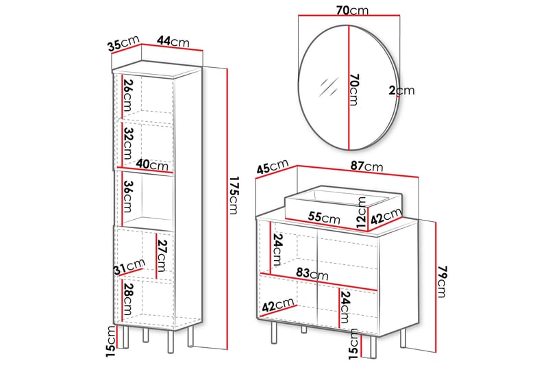 Casa Komplett Møbelpakke - Beige - Oppbevaring - Oppbevaring til baderom - Komplette møbelpakker