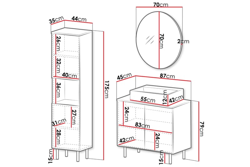 Casa Komplett Møbelpakke - Svart - Oppbevaring - Oppbevaring til baderom - Komplette møbelpakker