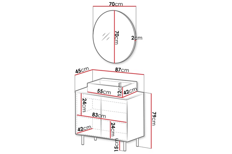 Casa Servantskap - Hvit - Oppbevaring - Oppbevaring til baderom - Servantskap & kommode