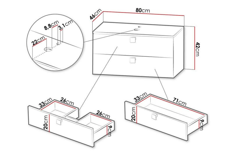 Glenndale Baderomsoppbevaring - Hvid - Oppbevaring - Oppbevaring til baderom