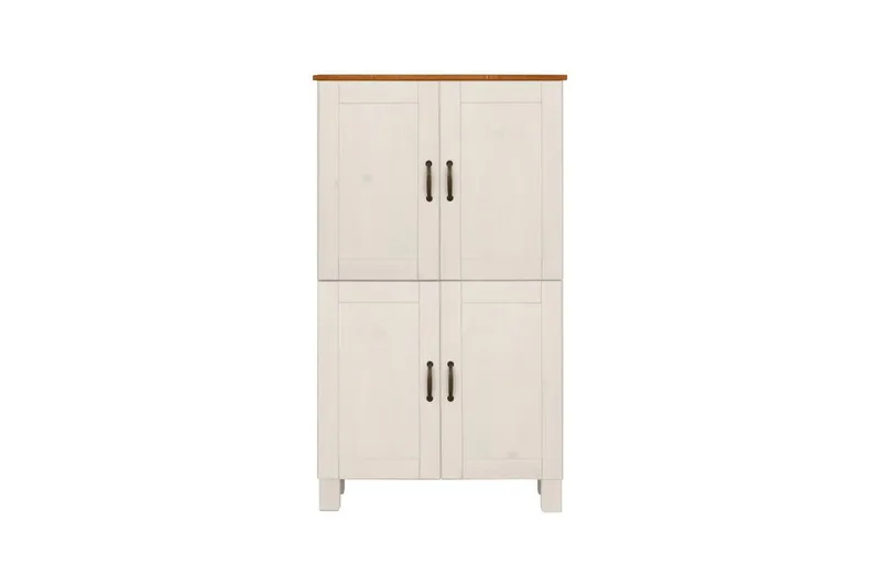 Høyskap til bad Loft24 Baderomsskap Alby 75x30x130 cm, hvit/honning Vit,Ljusbrun - Oppbevaring - Oppbevaring til baderom - Veggskap & høyskap