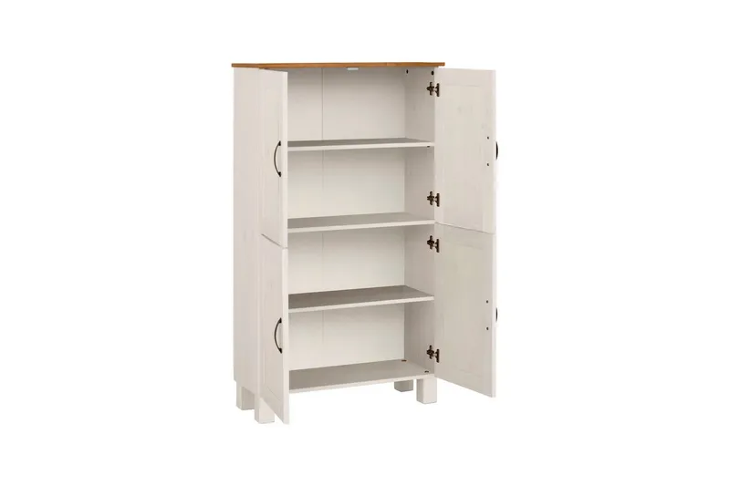 Høyskap til bad Loft24 Baderomsskap Alby 75x30x130 cm, hvit/honning Vit,Ljusbrun - Oppbevaring - Oppbevaring til baderom - Veggskap & høyskap