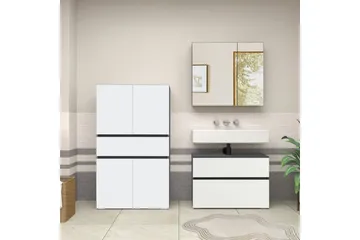 Høyskap til bad Loft24 Wisla Høyskap til bad 130x76x35 cm Grå - Oppbevaring - Oppbevaring til baderom - Veggskap & høyskap