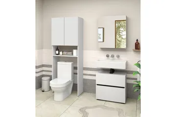 Høyskap til bad Loft24 Wisla høyskap til bad 180x68x37 cm Vit - Oppbevaring - Oppbevaring til baderom - Veggskap & høyskap
