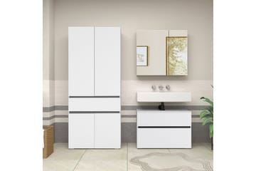 Høyskap til bad Loft24 Wisla høyskap til bad 180x76x37 cm Vit - Oppbevaring - Oppbevaring til baderom - Veggskap & høyskap