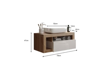 Hamburgan Tvättställsskåp 79x47 cm - Hvit - Oppbevaring - Oppbevaring til baderom - Servantskap & kommode