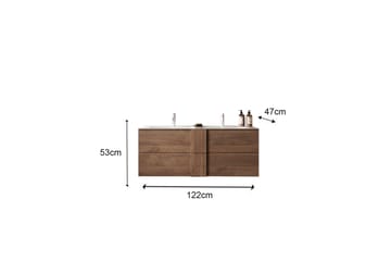 Helmund Tvättställsskåp 122x53 cm - Svart Brun - Oppbevaring - Oppbevaring til baderom - Servantskap & kommode