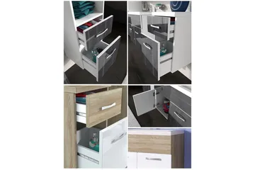 Alba Baderomsett - Eik/Hvit/Høyglans - Oppbevaring - Oppbevaring til baderom - Komplette møbelpakker