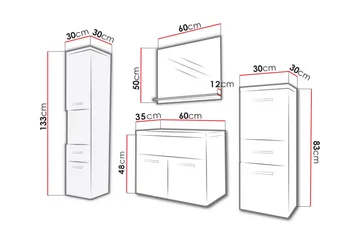 Alba Baderomsett - Hvit/Høyglans - Oppbevaring - Oppbevaring til baderom - Komplette møbelpakker