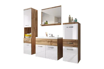 Alba Baderomsett - Hvit/Høyglans - Oppbevaring - Oppbevaring til baderom - Komplette møbelpakker