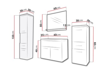 Alba Baderomsett - Hvit/Høyglans - Oppbevaring - Oppbevaring til baderom - Komplette møbelpakker