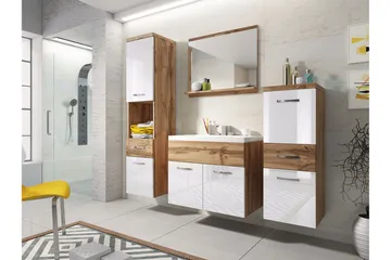 Alba Baderomsett - Hvit/Høyglans - Oppbevaring - Oppbevaring til baderom - Komplette møbelpakker