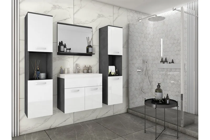 Baderomsmøbel - Hvit|Svart - Oppbevaring - Oppbevaring til baderom - Komplette møbelpakker