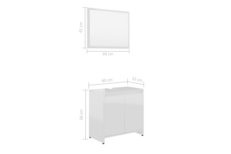 Baderomsmøbelsett høyglans hvit sponplate - Komplette møbelpakker