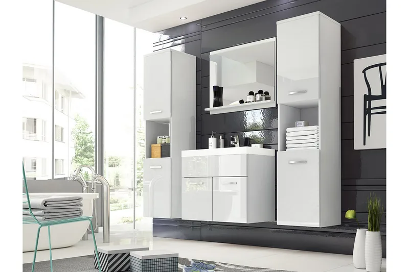 Baderomsmøbler Delorimier XL 35 cm - Hvit - Oppbevaring - Oppbevaring til baderom - Komplette møbelpakker