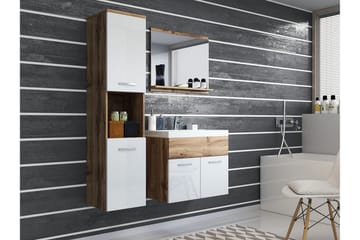 Baderomssett Delorimier 57 cm - Hvit/Natur - Oppbevaring - Oppbevaring til baderom - Komplette møbelpakker