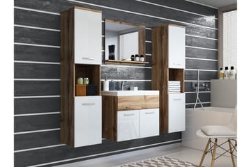 Baderomssett Delorimier XL 68 cm - Hvit/Natur - Oppbevaring - Oppbevaring til baderom - Komplette møbelpakker