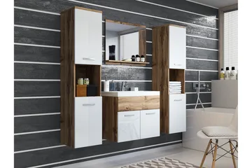 Baderomssett Delorimier XL 68 cm - Hvit/Natur - Oppbevaring - Oppbevaring til baderom - Komplette møbelpakker