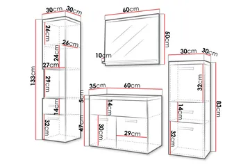 Ericka Baderomsmøbel - Oppbevaring - Oppbevaring til baderom - Komplette møbelpakker