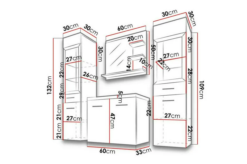 Galbally Badrumsmöbelset Brown - Oppbevaring - Oppbevaring til baderom - Komplette møbelpakker