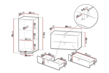 Glenndale Baderomsmøbelsett - Hvid - Oppbevaring - Oppbevaring til baderom - Komplette møbelpakker