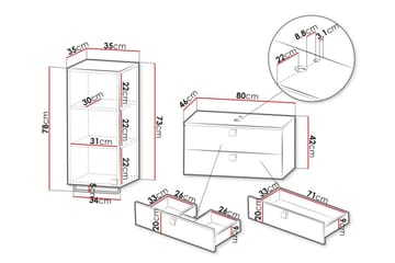 Glenndale Baderomsmøbelsett - Hvid - Oppbevaring - Oppbevaring til baderom - Komplette møbelpakker