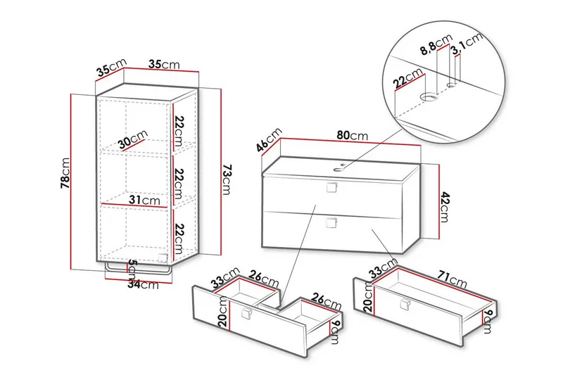 Glenndale Baderomsmøbelsett - Svart - Oppbevaring - Oppbevaring til baderom - Komplette møbelpakker