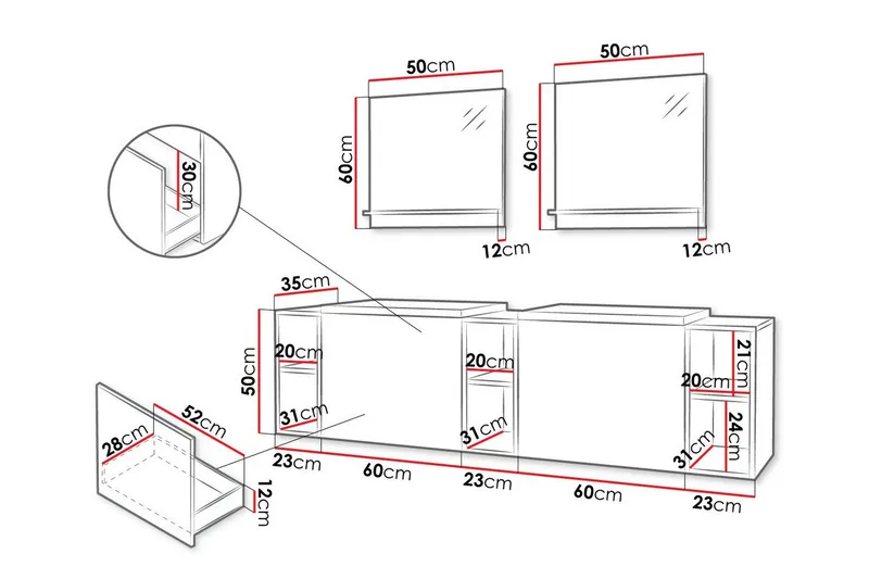 Kintore Baderomsmøbelsett - Hvid - Oppbevaring - Oppbevaring til baderom - Komplette møbelpakker