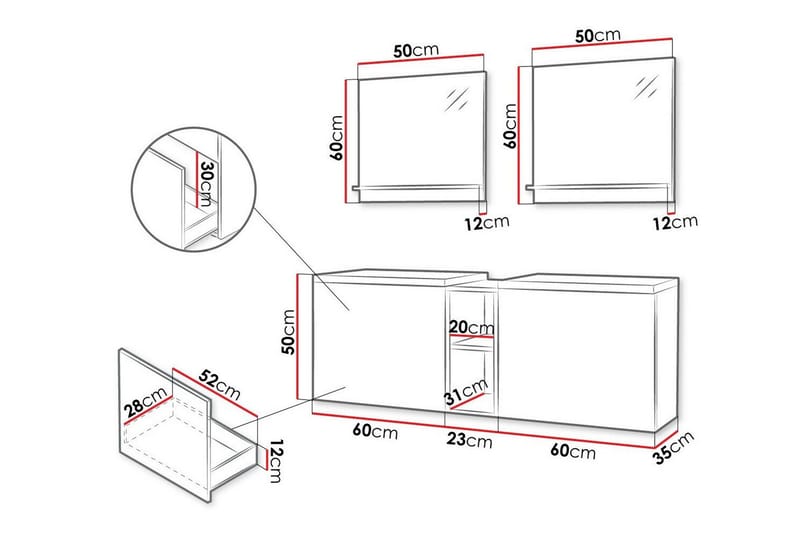 Kintore Baderomsmøbelsett - Hvid - Oppbevaring - Oppbevaring til baderom - Komplette møbelpakker
