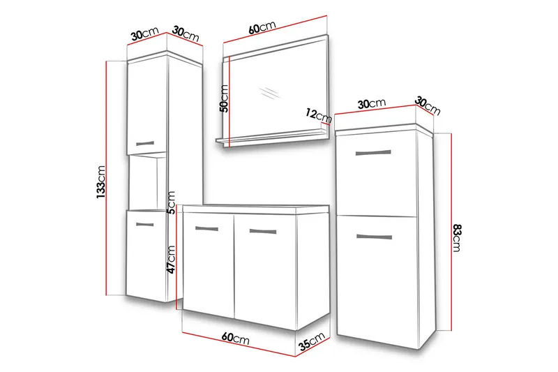 Malo Baderomsett - Svart - Oppbevaring - Oppbevaring til baderom - Komplette møbelpakker