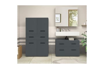 Malika Høyskap til Bad 130x76x35 cm - Grå - Oppbevaring - Oppbevaring til baderom - Veggskap & høyskap