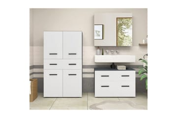 Malika Høyskap til Bad 130x76x35 cm - Hvit - Oppbevaring - Oppbevaring til baderom - Veggskap & høyskap