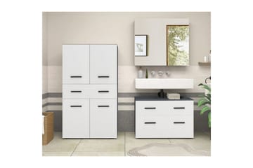 Malika Høyskap til Bad 130x76x35 cm - Hvit - Oppbevaring - Oppbevaring til baderom - Veggskap & høyskap