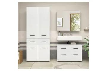 Malika Høyskap til Bad 180x76x35 cm - Hvit - Oppbevaring - Oppbevaring til baderom - Veggskap & høyskap