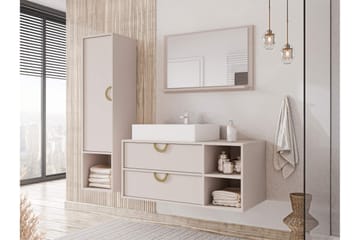 Merlinor Møbelsett for Bad - Beige - Oppbevaring - Oppbevaring til baderom - Komplette møbelpakker