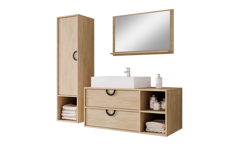 Merlinor Møbelsett for Bad - Brun - Oppbevaring - Oppbevaring til baderom - Komplette møbelpakker