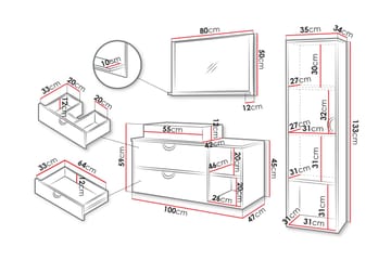 Merlinor Møbelsett for Bad - Brun - Oppbevaring - Oppbevaring til baderom - Komplette møbelpakker