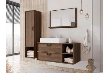 Merlinor Møbelsett for Bad - Brun - Oppbevaring - Oppbevaring til baderom - Komplette møbelpakker