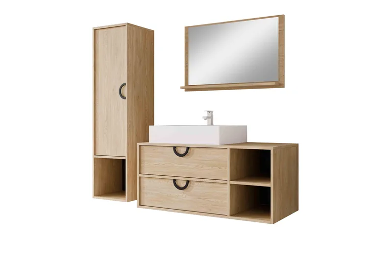 Merlinor Møbelsett for Bad - Brun - Oppbevaring - Oppbevaring til baderom - Komplette møbelpakker