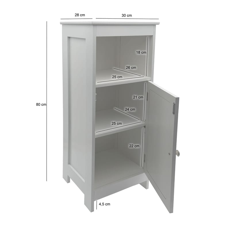 Morano baderomsskap 30x80 cm Wienerfletting - hvit og sølvfarget - Oppbevaring - Oppbevaring til baderom - Veggskap & høyskap