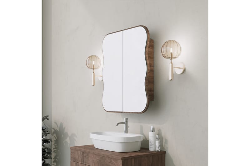 Overskap med speil Najmin 45 cm - Valnøtt - Speilskap