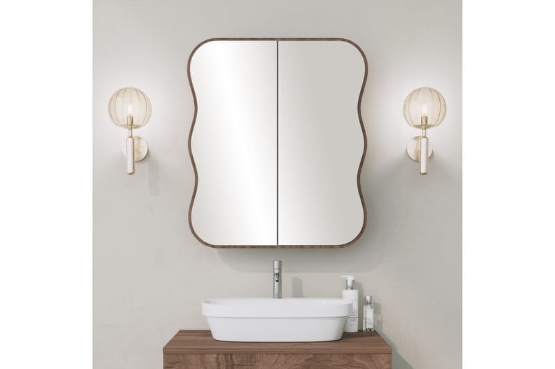 Overskap med speil Najmin 45 cm - Valnøtt - Speilskap